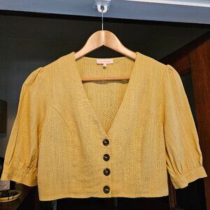 Re: Named Women's Yellow Button-Up Crop Top - Size Medium